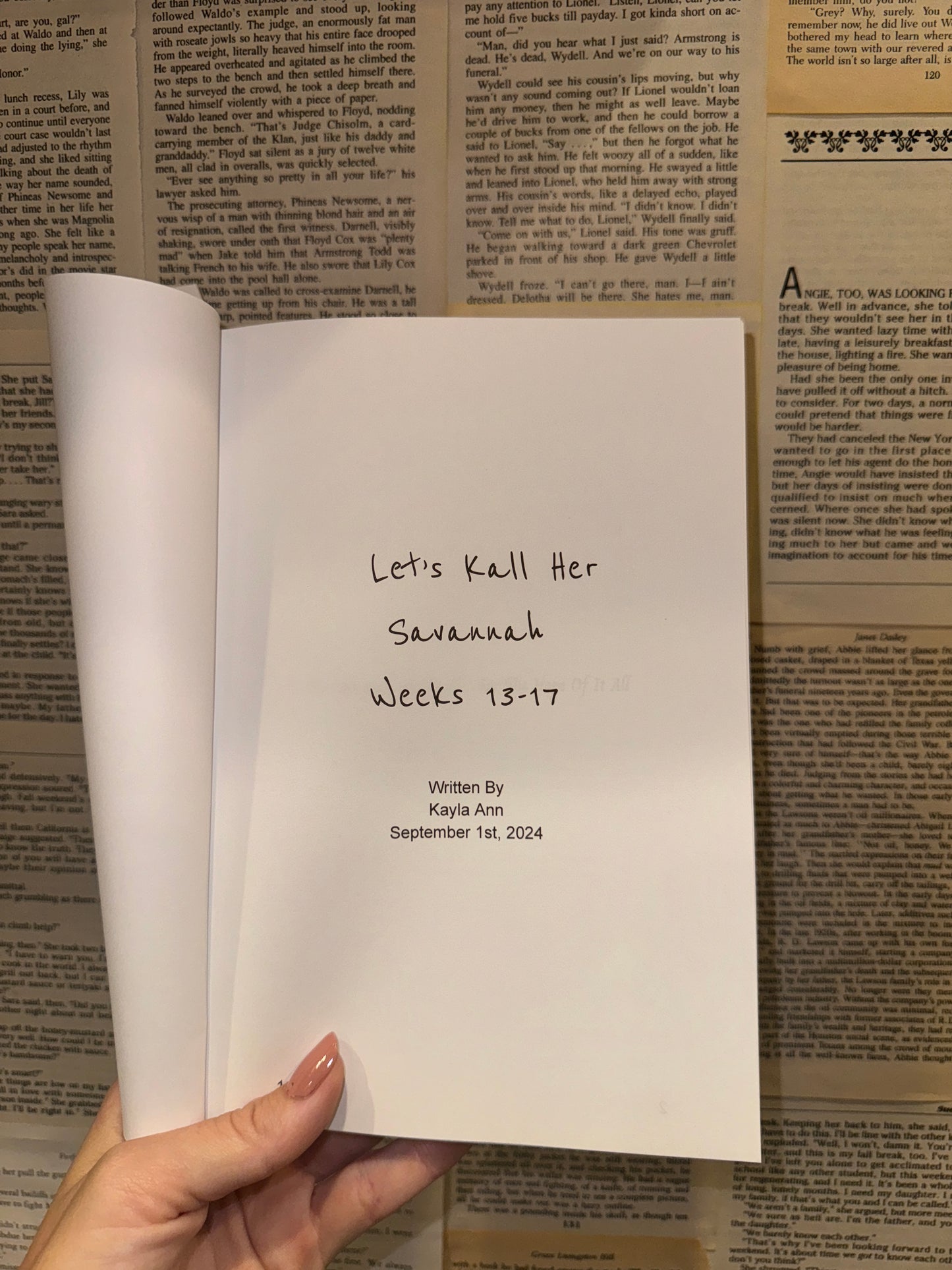 Let’s Kall Her Savannah Manuscript 4, weeks 13-17